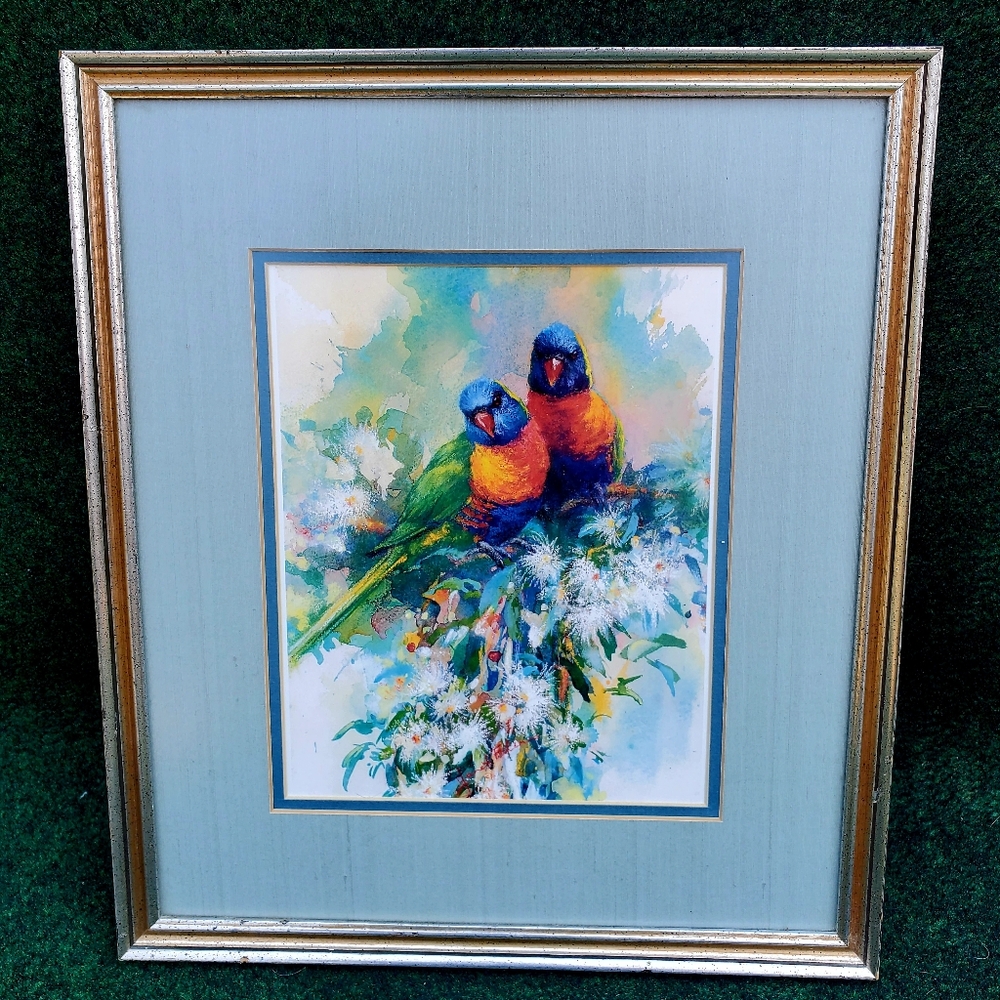 Janet Flinn Melbourne Wildlife Artist Print "Friends" Rainbow Lorikeets Parrotts